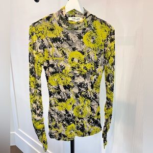 Diane Von Furstenberg mesh print mock neck top M
